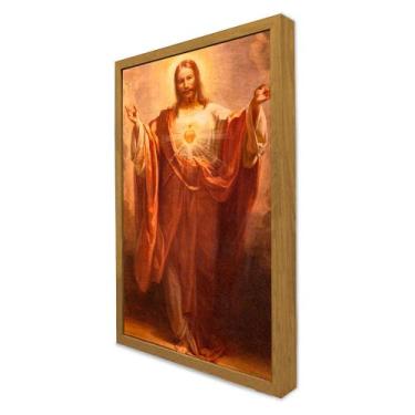 Imagem de Quadro Decorativo Coração de Jesus em Moldura Caixa - TaColado, 60 x 9