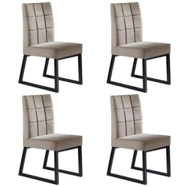 Imagem de Kit 4 Cadeiras de Veludo para Sala de Jantar Pés Metálicos Genova - M 