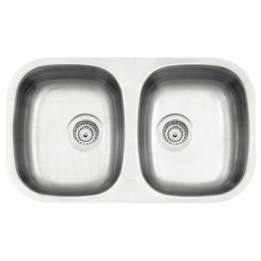 Imagem de Cuba de embutir Tramontina Isis 2C 34 BL em Aço Inox Escovado 77x45 cm