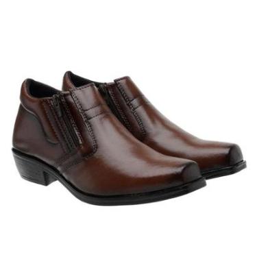 Imagem de Bota Social Casual Masculina Cano Curto Lisa Zíper Salto Quadrado-Masculino