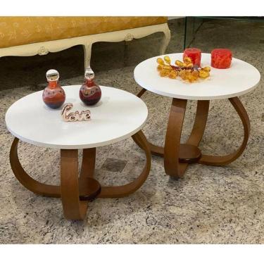 Imagem de Conjunto Mesa De Centro E Lateral Pés Cebola Branco Branco