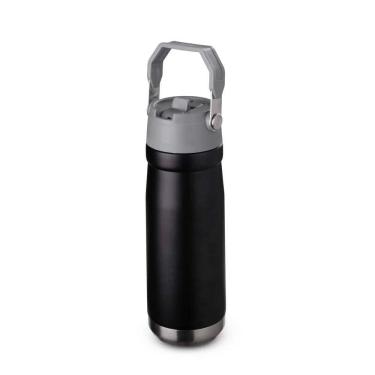 Imagem de Garrafa Com Alça E Bico 650ml Em Aço Inox Preta