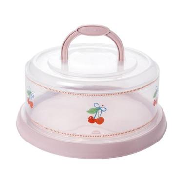 Imagem de Boleira Redonda Porta Bolo Tampa Rosca com Alça Plástico 28cm Decorada