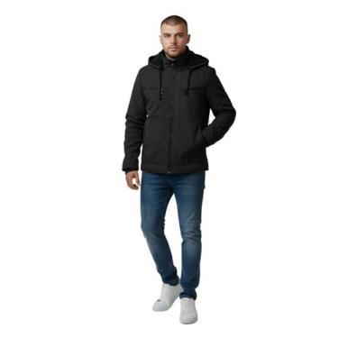 Imagem de Jaqueta Sarja Pelúciada Com Bolso Masculina - Rcv Store, Preto, GG