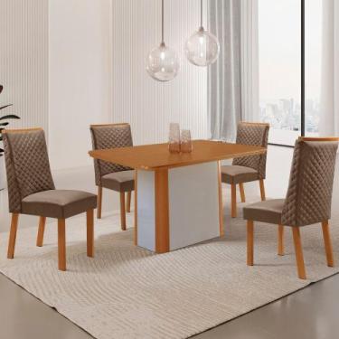 Imagem de Mesa de Jantar Isadora 120cm Tampo MDF Laminado Canto Copo com 4 Cadei