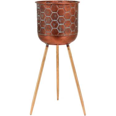 Imagem de COLMENA CACHEPÔ 67x39x39cm METAL COBRE COM PÉ