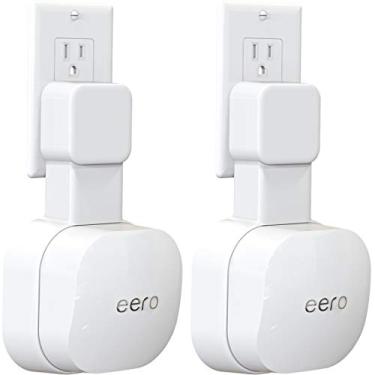 Imagem de Suporte de parede para tomada apenas para eero 6 Dual-Band mesh Wi-Fi 6 [não serve para eero Pro 6 e eero 6+], sem fios bagunçados | economia de espaço | Suporte de montagem de tomada facilmente movido para eero 6 Extender (pacote com 2)