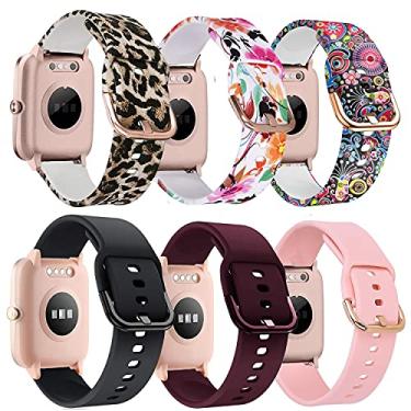 Imagem de ViCRiOR Pulseiras compatíveis com o relógio inteligente Veryfitpro ID205L, silicone macio de liberação rápida, estampa floral, pulseira de substituição para Uwatch 3, Willful SW021 ID205L/SW025 ID205S
