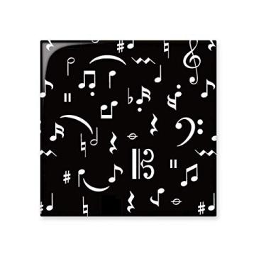 Imagem de Barra de música branca e notas, azulejo de cerâmica preto, brilhante, pedra de parede para cozinha de banheiro