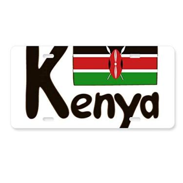 Imagem de DIYthinker Bandeira nacional da Kenya, placa de carro com padrão preto, acessório de aço inoxidável
