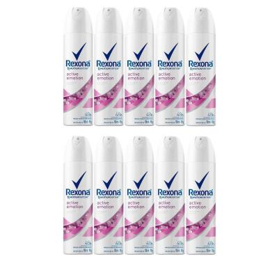 Imagem de Kit 10 Desodorante Antitranspirante Rexona Active Emotion Aerosol com 150ml
