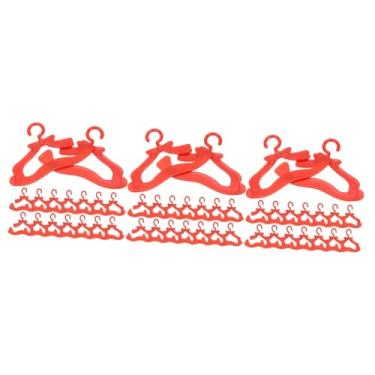 Imagem de Abaodam 300 Peças cabide de brinquedo cabides de plástico acessórios para bonecas decoração móveis em miniatura cabide seco em miniatura bebê escorredor lar decorar vermelho