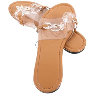 Imagem de CALLARON 1 Par sandálias femininas de corrente em sandálias planas sandálias de fora sapatos para mulheres sapatos de meninas sapatos de verão menina sandálias transparentes
