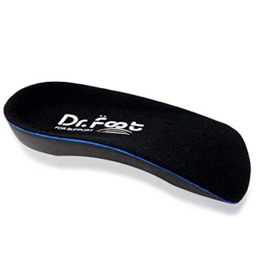 Imagem de Dr. Palmilhas 3/4 de comprimento ortopédico, autoadesivas, meia palmilha para pés chatos, fascite plantar, arcos caídos, pronação, esporas de calcanhar, fadiga dos pés, Preto, S - Women's 6.5-8.5 | Men's 5.5-7