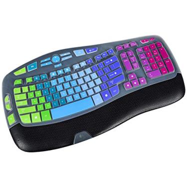 Imagem de Capa de teclado para teclado Logitech K350 MK550 MK570 Wireless Wave, acessórios de teclado ergonômico Logitech K350, capa ultrafina de silicone para teclado Logitech, arco-íris