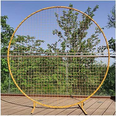 Imagem de Arco decoração fundo arco de casamento festa em casa pano de fundo suporte redondo grade de ferro arco malha ouro branco grade de ferro suporte de arco prateleira geométrica, ouro, 2m