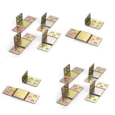 Imagem de Lurtwais Conjunto de 10 peças de acessórios de conexão de cama de móveis invisíveis engrossados de metal dobradiça de cama dobradiça dobradiça de barra quadrada de madeira suporte de viga de cama