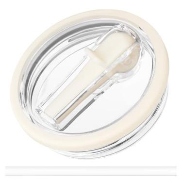 Imagem de Tampa de canudo dobrável de 1,134 g para Stanley Quencher, tampa de copo à prova de derramamento para copo Stanley, branco creme