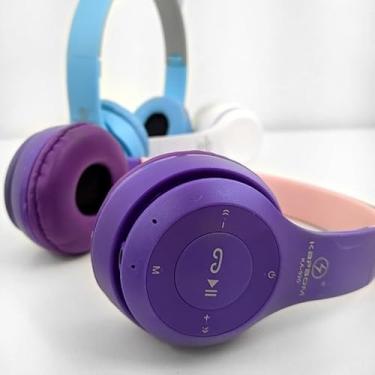 Imagem de Fone De Ouvido Bluetooth Gatinho Infantil LED (Azul)