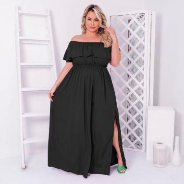 Imagem de Vestido Plus Size Longo Com Fenda Lateral Moda Feminina Plus Size Roup