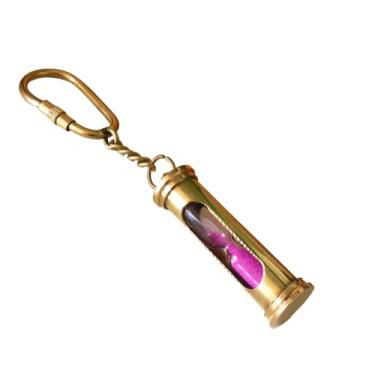 Imagem de Chaveiro com temporizador de areia de vidro náutico náutico vintage latão presente para Natal, aniversário, Páscoa, ano novo, formatura, Dourado, P