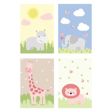 Imagem de Placa Decorativa Infantil Safari Menina Kit 4un 20x30cm - Quartinhos