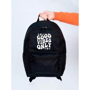 Imagem de Mochila Feminina Nylon Good Vibes Only Estampada Personalizada Resiste