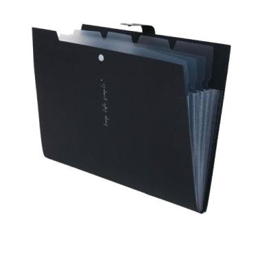 Imagem de Pasta Sanfonada Plástica A4 com 5 Divisões  Preta - Polibras