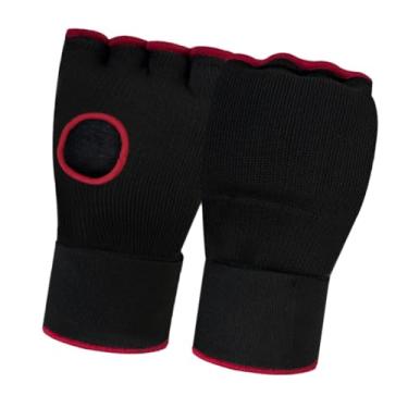 Imagem de kowaku Gel boxe mão envolve luvas internas tiras de pulso rápido macio meio dedo luvas para exercício mma muay thai sparring kickboxing, Preto E Vermelho