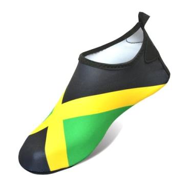 Imagem de VOARYISA Sapatos aquáticos para mulheres e homens sapatos de natação de secagem rápida para surfe ao ar livre yoga exercício bandeira da Jamaica Reggae Rasta do Caribe, Jamaica, 7-8 Women/6-7 Men