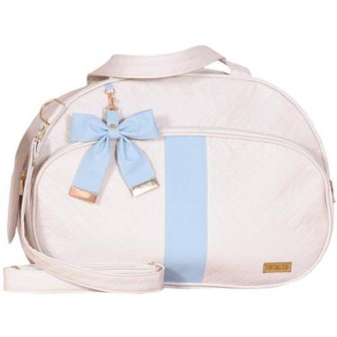 Imagem de Mala Maternidade Laço Luxo Off White e Azul - Decalta
