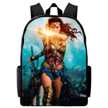 Imagem de Mochila escolar mulher maravilha - Jamesvariedades, preta