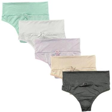 Imagem de Kit 5 Calcinhas Cós Alto Cintura Alta Compressão Fristyle Microfibra L