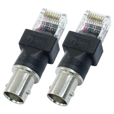 Imagem de Jiozermi 2 peças de adaptador conversor Bnc para RJ45, conversor coaxial fêmea Bnc para RJ45 macho adaptador Ethernet para testador de linha (preto)