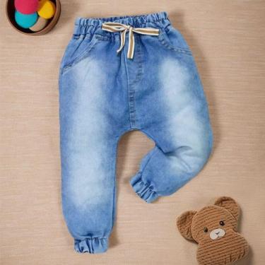 Imagem de Calça Jeans Bebê Jogger Lavagem Clara Cordão Marrom - Era Uma Vez, Jea