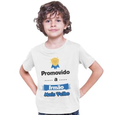 Imagem de Camiseta Infantil Promovido a Irmão Mais Velho Tamanhos Variados Branca Tamanho 08