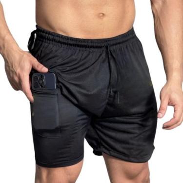 Imagem de Short Duplo Bermuda Masculina Academia Treino Corrida - WM, P, Masculi