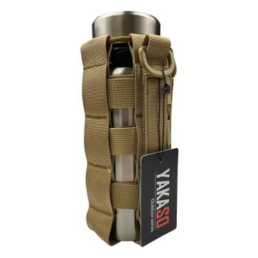 Imagem de YAKASO Bolsa tática para garrafa de água com design trançado, suporte de garrafa MOLLE, bolsa de transporte de hidratação, bolsa de cintura ajustável H20 para garrafa Hydro Flask, Nalgene, garrafa