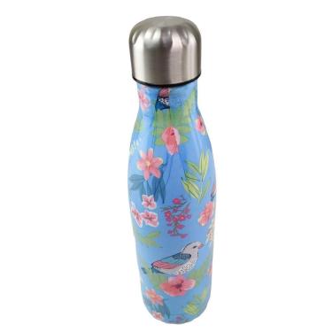 Imagem de Garrafa Termica Inox Estampa Floral Flores Passaros Jardim Florido 500ml Dia A Dia Trab...