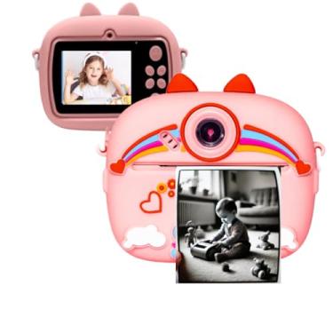 Imagem de Camera Fotografica Infantil Digital que Imprime Mini Maquina Instantanea para Criança vem com Canetinhas e Rolos para Impressao (Rosa)