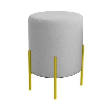 Imagem de Puff Orgânico Boucle Thor Com Pés De Ferro Dourado - 7 Decor, Prata