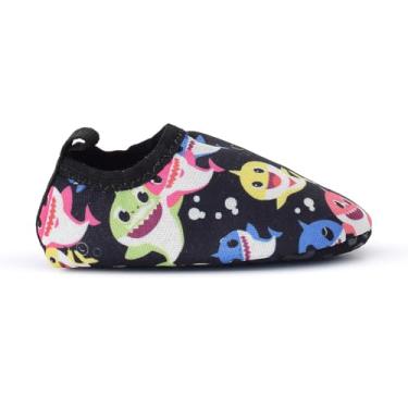 Imagem de Sapatilha Infantil Bebe Aquática Estilo Meia Ideal Para Rastejar Antiderrapantes, Macias, Calce Fácil para Praia, Piscina, Natação, Surf, Barco, Pesca, Camping, Caminhada, Neoprene (TUBARAO, BR, Bebê, Faixa Numérico, 22, 23)
