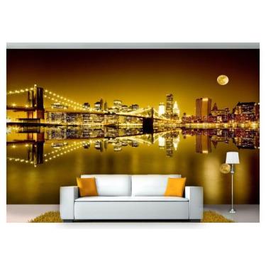 Imagem de Papel De Parede Lua Cheia Ponte Brooklyn 3D Lua12 - Você Decora