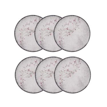 Imagem de Prato Raso De Porcelana Decorada Floralis 25cm 6un - Tramonti