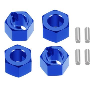 Imagem de MORFUM 4PCS Aluminum Wheel Hex Hub Extenders Adaptor Combiner Coupler with Pin for LO-SI 1/16 Mini-B LO-SI 1/18 Mini-T 2.0 RC Crawler Car Upgrade Parts (Blue)