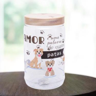 Imagem de Pote Pet porta Ração para Cachorro 1,9 Litros Com Alça Mármore - Happy