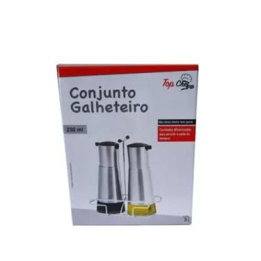 Imagem de Galheteiro em inox kit completo com suporte porta azeite vinagre condi