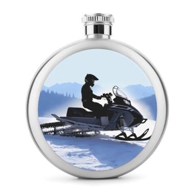 Imagem de Cantil de aço inoxidável, frasco de metal com estampa de moto de neve, clássico, cantil, garrafa de viagem, garrafa de licor portátil