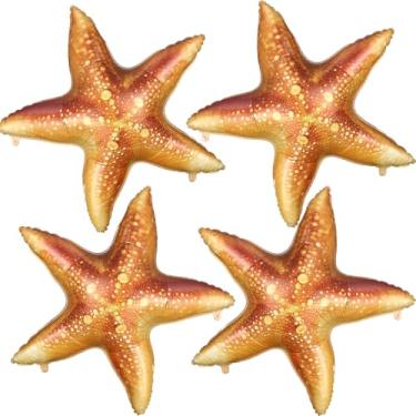 Imagem de Balões Stafish 4 peças de balão grande de folha de peixe estrela de 66 cm para decoração de festa de chá de bebê com tema de sereia oceano sob o mar