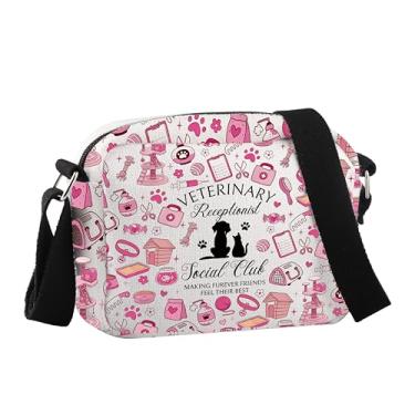 Imagem de JNIAP Presente de Semana Veterinária Recepcionista Veterinária Clube Social Bolsa tiracolo Amante de Cães Presente Assistente Veterinário, Veterinary Recep Hcb
